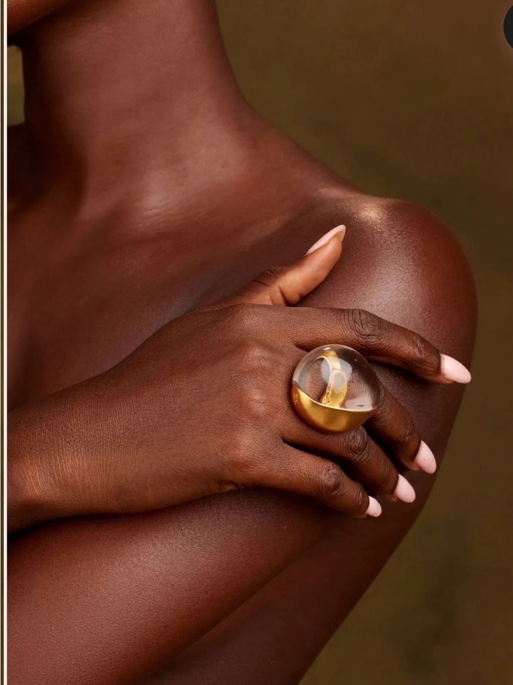 SEPÉ Ring by KHOI clear acrylic and 18k gold-plated brass.